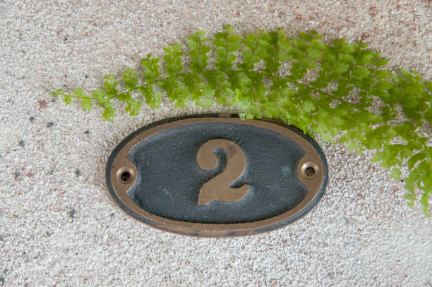 istock Brass door number 2 on concrete background 1184630517