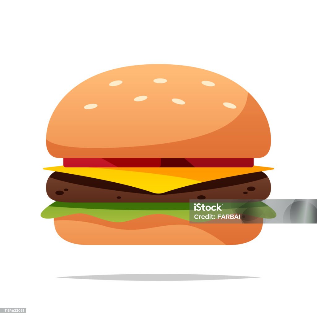 Karikatür burger vektör izole illüstrasyon - Royalty-free Burger Vector Art