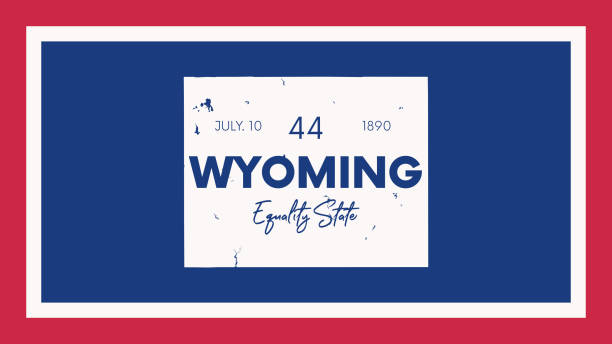 44 of 50 states of the United States with a name, nickname, and date admitted to the Union, Detailed Vector Wyoming Map for printing posters, postcards and t-shirts 44 of 50 states of the United States with a name, nickname, and date admitted to the Union, Detailed Vector Wyoming Map for printing posters, postcards and t-shirts casper wyoming stock illustrations