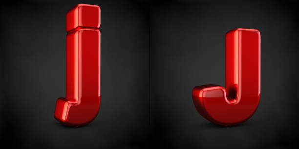 istock Red letter J isolated on black background 1184646345
