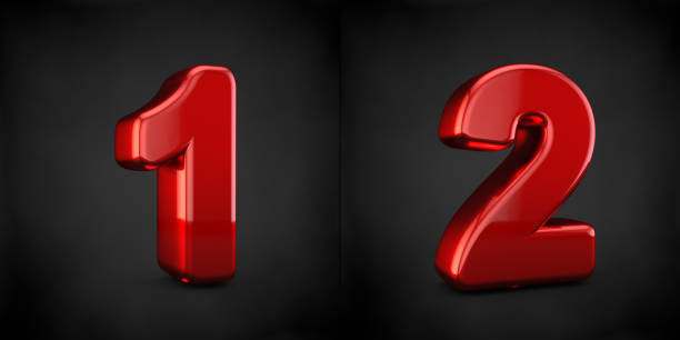 istock Red numbers 1 and 2 isolated on black background 1184646410