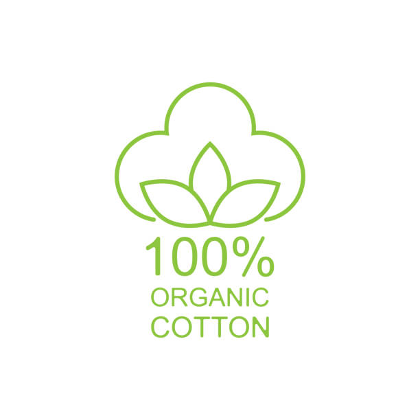 ilustraciones, imágenes clip art, dibujos animados e iconos de stock de estilo de línea de icono de algodón 100% orgánico - vector pattern cotton square shape
