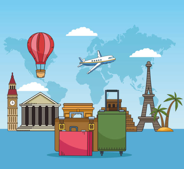 istock travel around the world with suitcases and famous places 1184651566