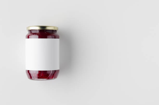 istock Pickled beets jar mockup. Top view, blank label. 1184659029