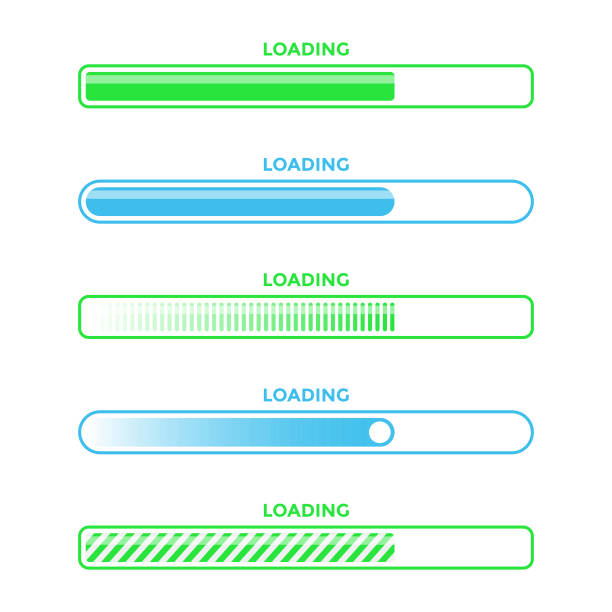 illustrazioni stock, clip art, cartoni animati e icone di tendenza di icona di stato della barra di caricamento imposta progettazione vettoriale. - status symbol