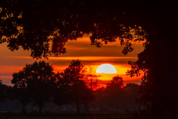 A  special sunset with intense colors in the autumn evening