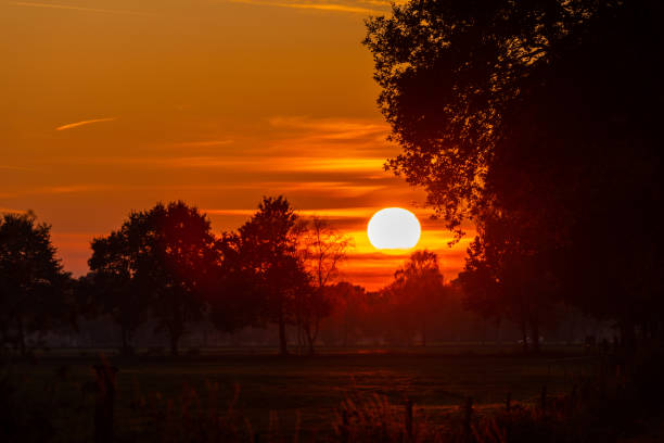 A  special sunset with intense colors in the autumn evening