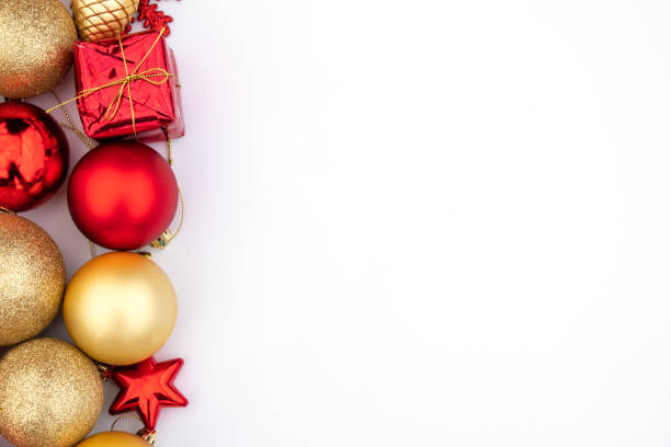 istock Christmas composition on a white sheet with a Christmas tree balls and cones 1184666013