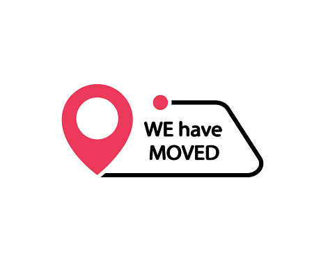 We have moved, move sign.