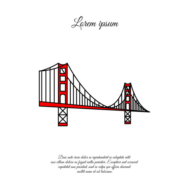 istock US symbol - Golden Gate Bridge. Vector landmark isolated over the white background. San Francisco, United States of America. Side view. Flat style illustration. icon color logo. 1184672640