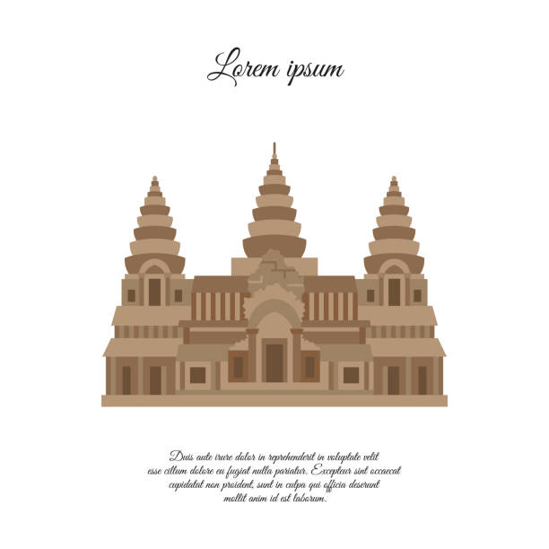 Angkor Wat vector icon isolated on white background, Angkor Wat sign, element design in outline style. Cambodia. Historical Landmarks Symbol. Editable Stroke. color Angkor Wat vector icon isolated on white background, Angkor Wat sign, element design in outline style. Cambodia. Historical Landmarks Symbol. Editable Stroke. color angkor wat stock illustrations