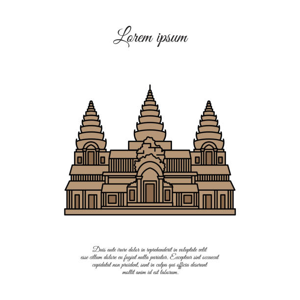 Angkor Wat vector icon isolated on white background, Angkor Wat sign, element design in outline style. Cambodia. Historical Landmarks Symbol. Editable Stroke. color Angkor Wat vector icon isolated on white background, Angkor Wat sign, element design in outline style. Cambodia. Historical Landmarks Symbol. Editable Stroke. color angkor wat stock illustrations