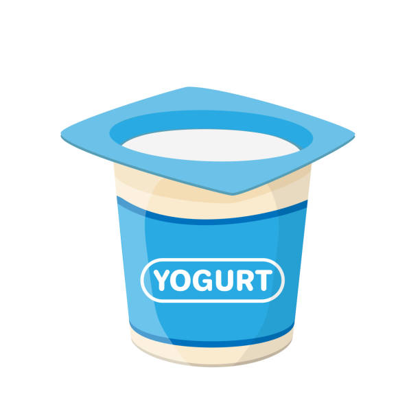 дизайн пакета йогурта изолирован на белом фоне. значок белого йогурта. - йогурт stock illustrations
