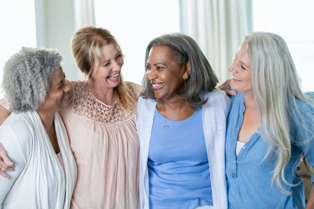istock Elderly ladies group of diverse friends 1184681364