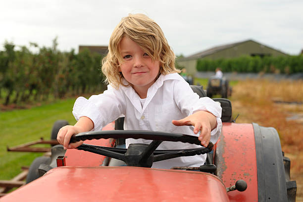 istock Boy behind the wheels of a tractor 118468748
