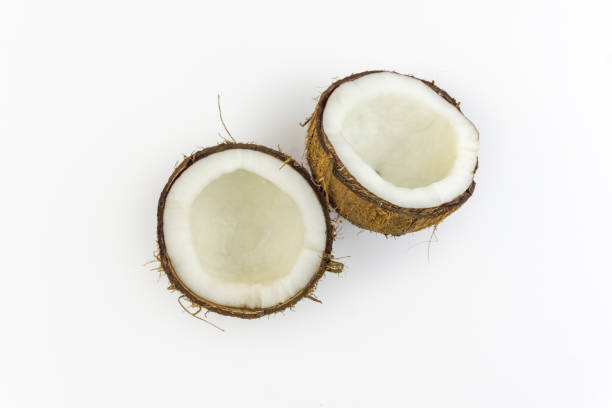 istock Top view of cracked Coconut isolated 1184690062