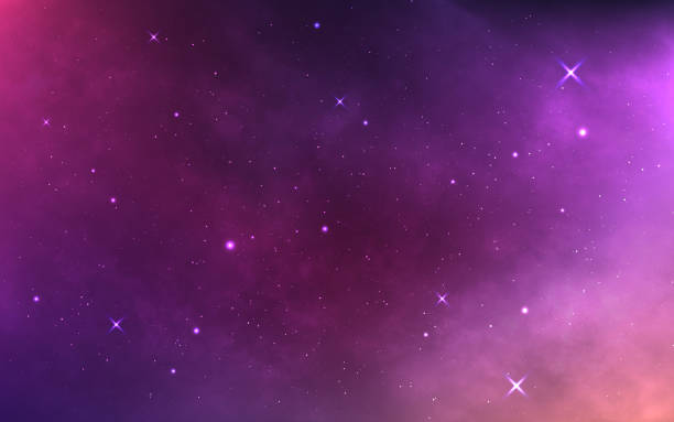 밝은 성운과 은하수 공간 배경입니다. 별똥별과 빛나는 별과 현실적인 우주. 마법의 다채로운 은하. 부드러운 별이 빛나는 하늘입니다. 우주 질감. 벡터 일러스트레이션 - nebula dust bright star stock illustrations
