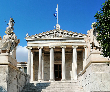 The Academy of Athens is Greece's national academy, and the highest research establishment in the country. It was established in 1926, and operates under the supervision of the Ministry of Education. The Academy's main building is one of the major landmarks of Athens.