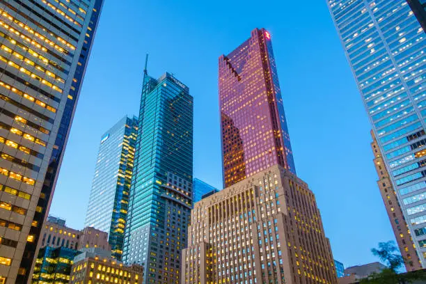 Photo of Skyscraper office buildings in Financial District Toronto Ontario Canada