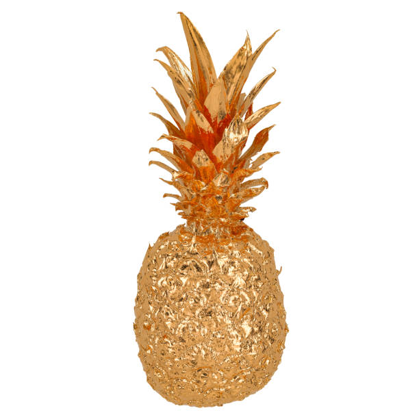 istock Golden pineapple, 3d rendering isolated on white background 1184703195