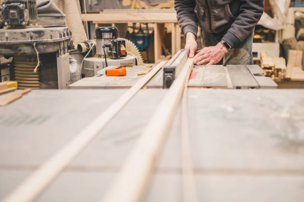 istock Carpentry workshop - craft making wooden furniture 1184704233