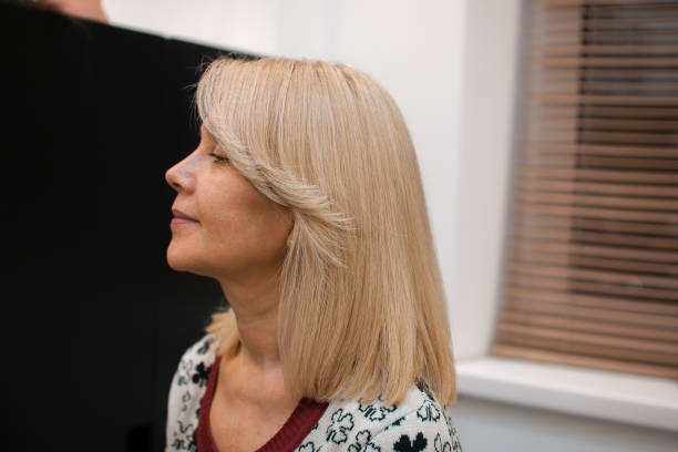 Blonde woman in profile