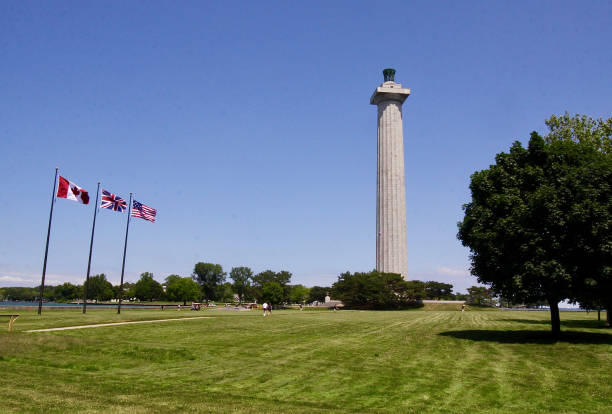 commadore perry monument on put-in-bay twilight