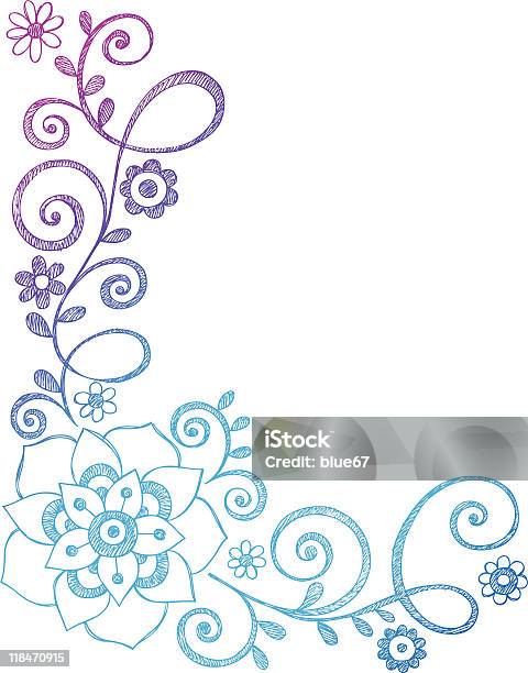 Handdrawn Sketchy Flower And Vines Notebook Doodles Stock Illustration - Download Image Now