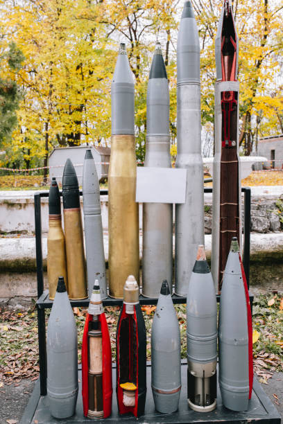 istock Artillery ammunition at the exhibition 1184711082