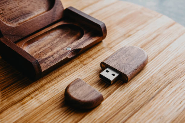 Wooden usb flash drive in a box of solid wood. Handwork.