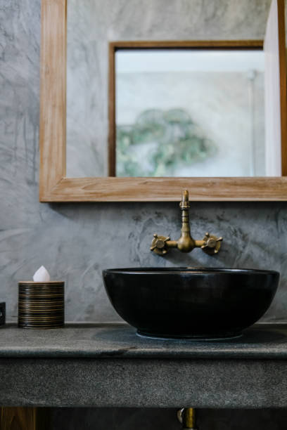 istock Black sink vintage copper faucet loft bathroom 1184722265