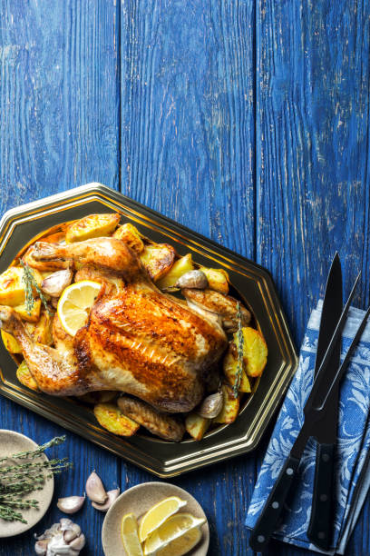 istock Lemon and thyme roasted chicken and various ingredients and various ingredients 1184722321