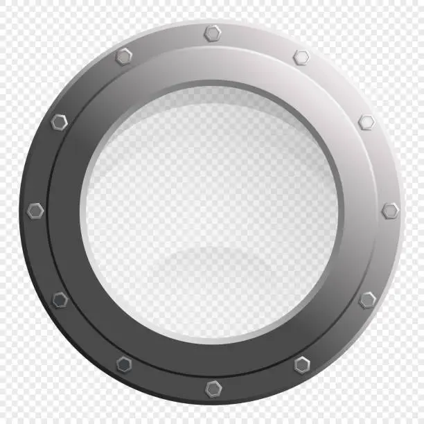 Vector illustration of See through Porthole glass window from spaceship or submarine