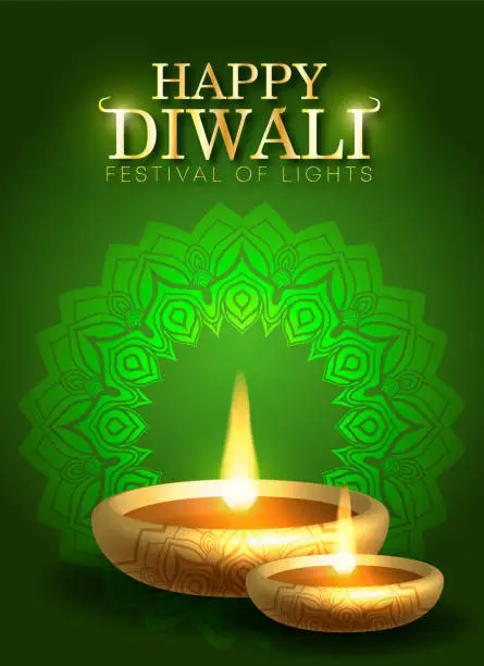 Vector illustration of Diwali, Deepavali or Dipavali the festival of lights india