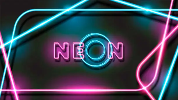 Vector illustration of Abstract Glowing Neon Black Background Design