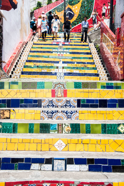 treppe von selarén - rio de janeiro brazil steps staircase stock-fotos und bilder