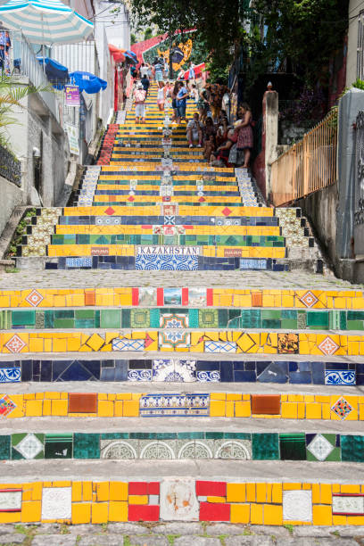 treppe von selarén - rio de janeiro brazil steps staircase stock-fotos und bilder