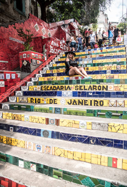 treppe von selarén - rio de janeiro brazil steps staircase stock-fotos und bilder