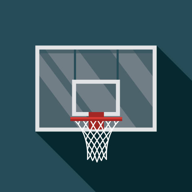 Basketball Hoop Icon A flat design basketball icon with a long shadow. File is built in the CMYK color space for optimal printing. Color swatches are global so it’s easy to change colors across the document. basket stock illustrations
