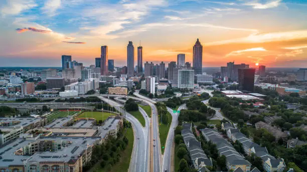 Photo of Atlanta, Georgia, USA Downtown Skyline Aerial Panorama