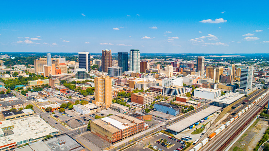 Birmingham Alabama  AL Downtown Skyline Aerial.