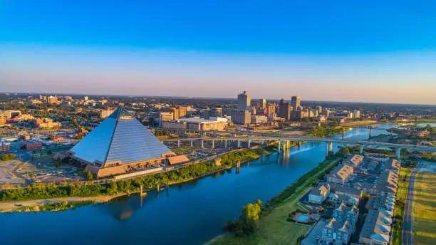 Memphis, Tennessee, USA Downtown Skyline Aerial.