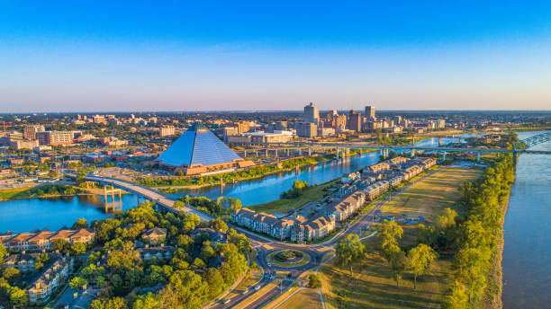 Memphis, Tennessee, USA Downtown Skyline Aerial Panorama stock photo