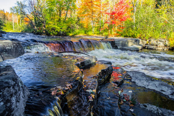 istock Michigan Upper Peninsula Waterfall In Autumn At Canyon Falls 1184747601