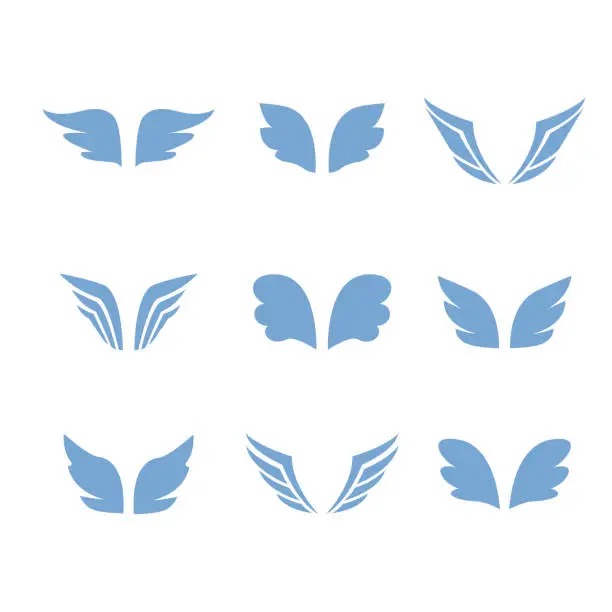 Vector illustration of Wings icon set birds and angel