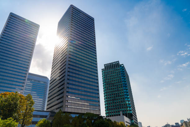 istock Low angle of modern architecture in Japan 1184775424