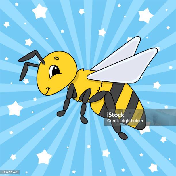 Striped Bee Cute Character Colorful Vector Illustration Cartoon Style  Isolated On White Background Design Element Template For Your Design Books  Stickers Cards Posters Clothes Stock Illustration - Download Image Now -  iStock