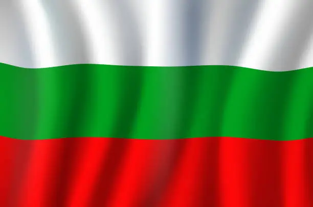Vector illustration of Bulgaria Republic national tricolor waving flag