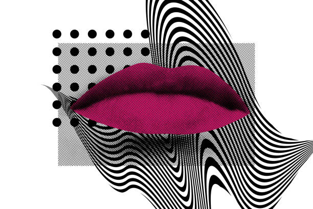 illustrations, cliparts, dessins animés et icônes de collage minimal d'art de clip. pop vector composition - lipstick