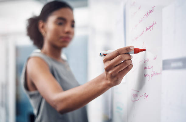 solidne planowanie załatwia sprawy - presenter young adult women marketing zdjęcia i obrazy z banku zdjęć